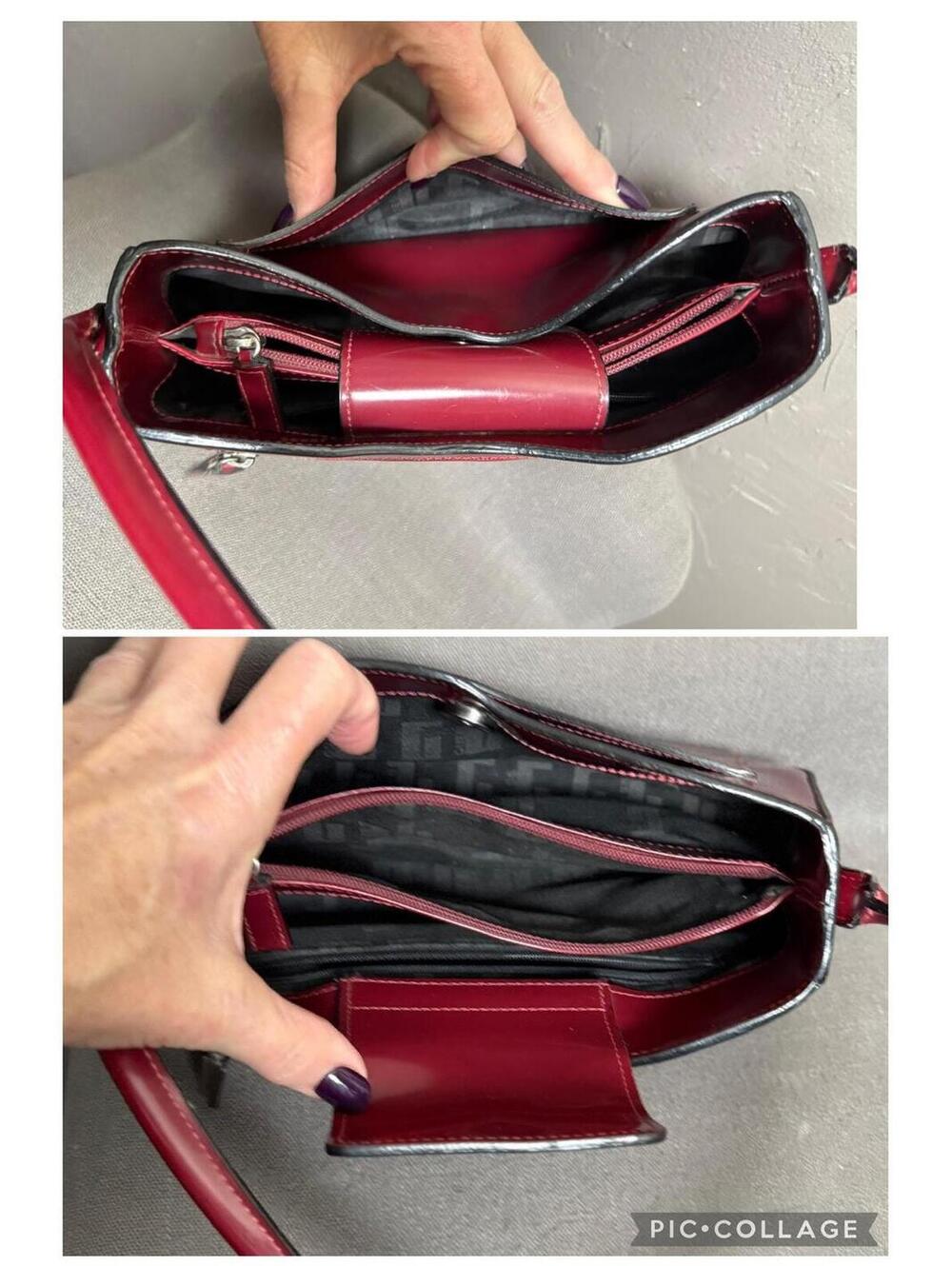 Y2K Burgundy Sleek Shoulder Bag with Silver Hardware from GUESS 90's Minimalist - Picture 9 of 10